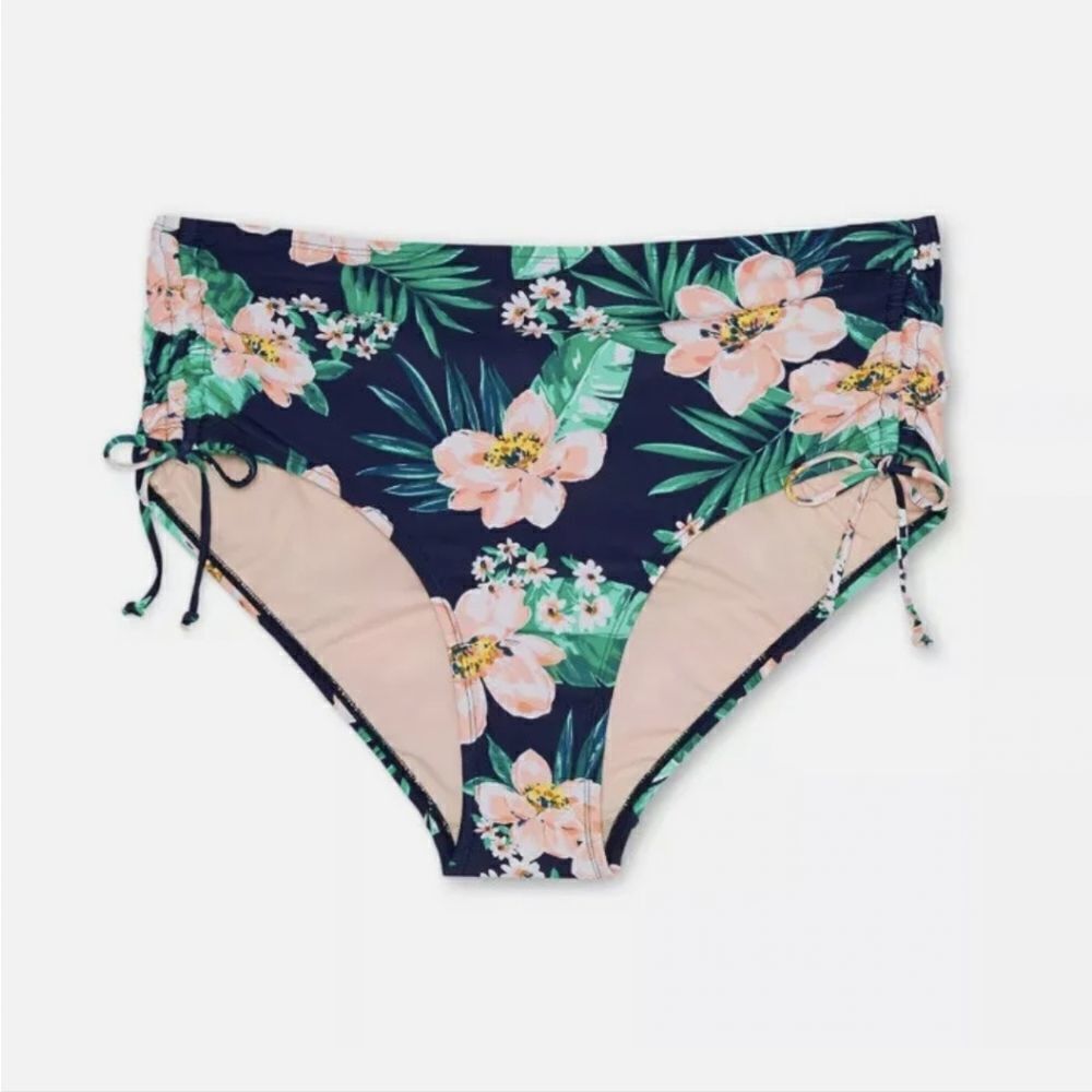 Kona Sol Women's Plus Side-Tie High Waist High Coverage Bikini Bottom